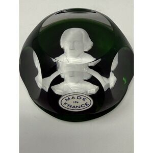 Vintage Baccarat Crystal Andrew Jackson Franklin Mint Cameo Paperweight